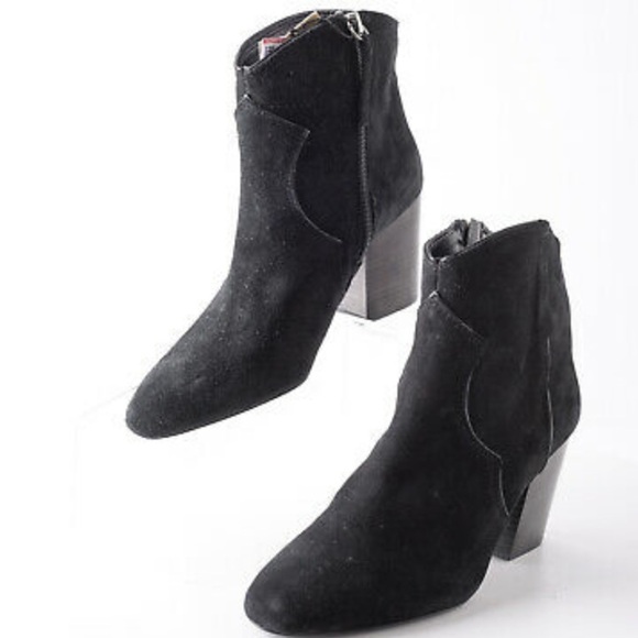 Zara Womens Black Leather Cowboy Ankle Boots Sz 10 - Picture 3 of 7